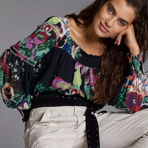 Anthropologie Tops - Anthropologie Lil Siri floral blouse size xs